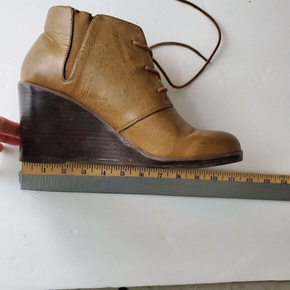 Torrid tan faux leather wedge booties lace up - Picture 8 of 8